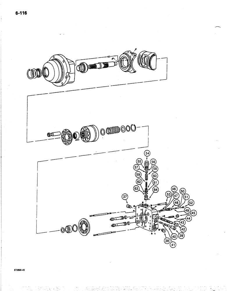 Схема запчастей Case 170B - (6-116) - TRACK DRIVE HYDRAULIC MOTOR, P.I.N. 74341 THROUGH 74456 (06) - POWER TRAIN