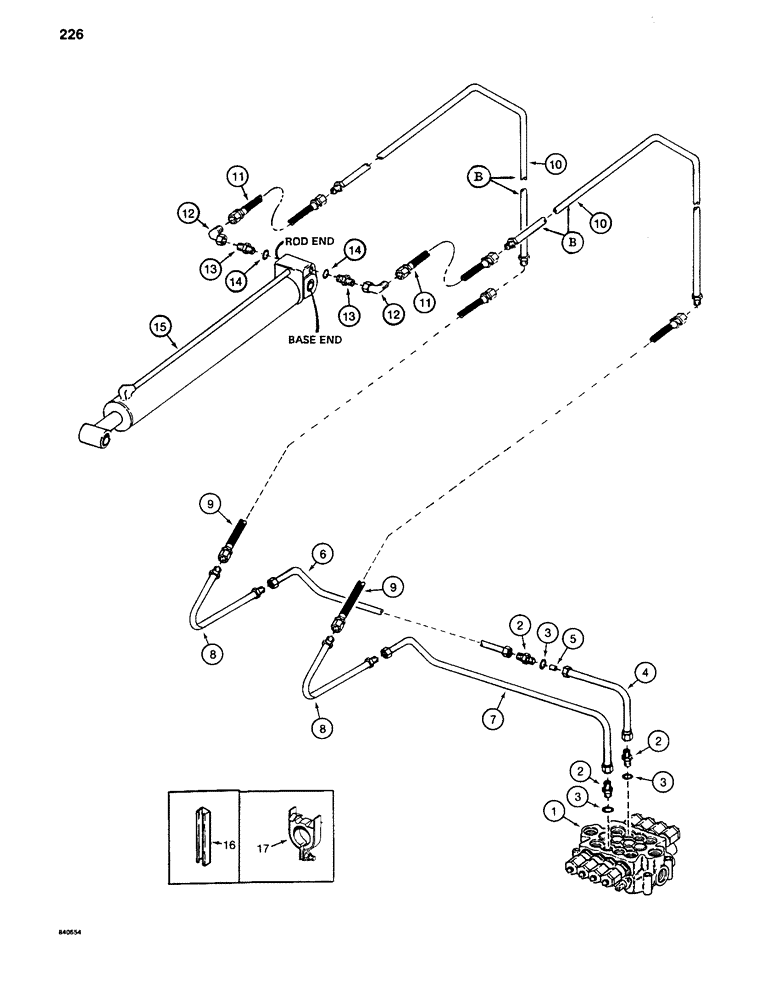 Схема запчастей Case 880C - (226) - ARM CYLINDER LINES FOR E BOOM, PIN 6205456 AND AFTER (07) - HYDRAULIC SYSTEM