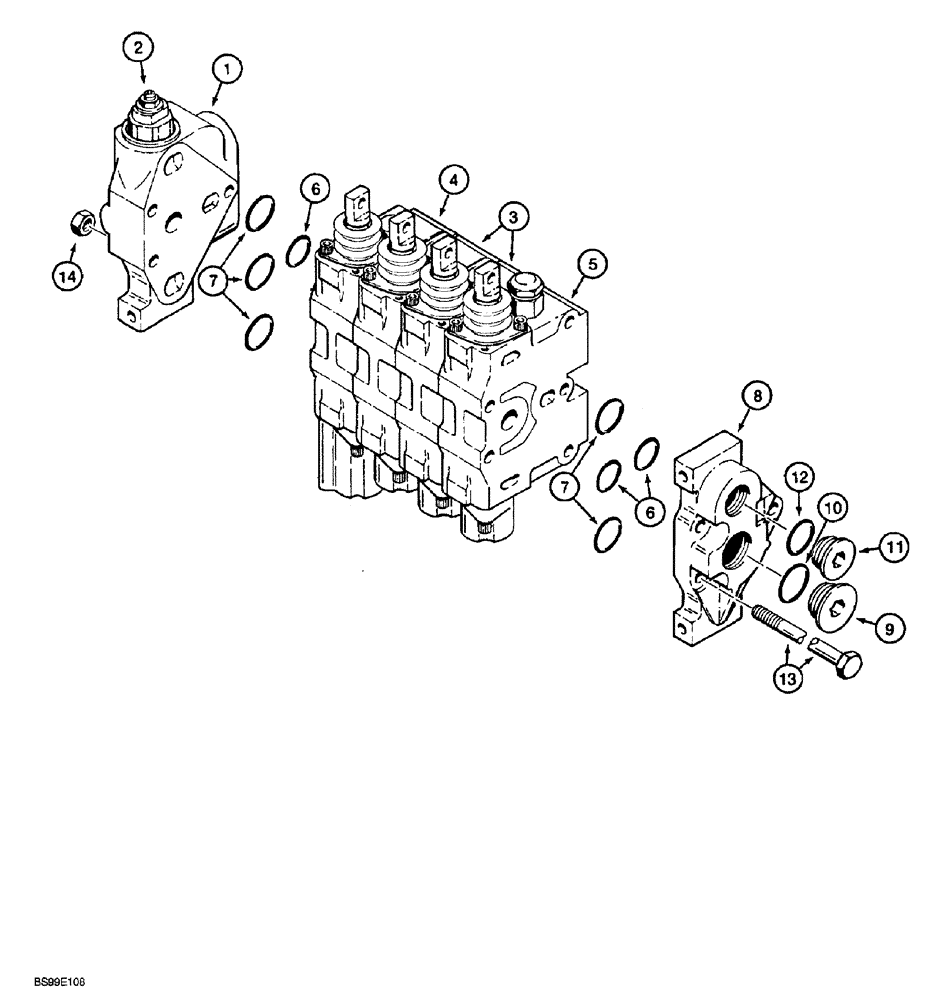 Схема запчастей Case 850G - (8-41A) - 336348A1 FOUR SPOOL CONTROL VALVE (07) - HYDRAULIC SYSTEM