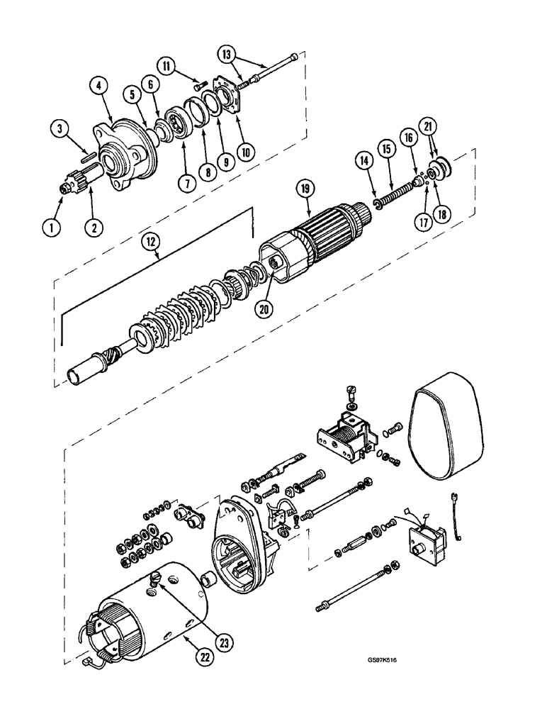 Схема запчастей Case 220B - (4-06) - STARTER, P.I.N. 74441 THROUGH 74597, P.I.N. 03201 AND AFTER (04) - ELECTRICAL SYSTEMS