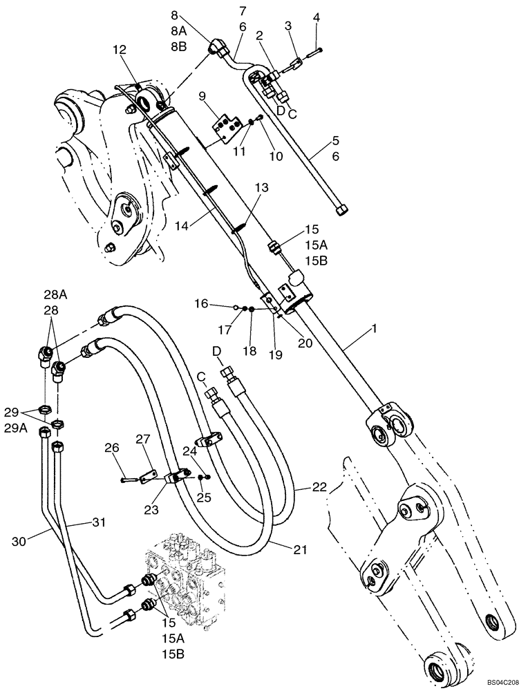 Схема запчастей Case 721D - (08-11A) - HYDRAULICS - LOADER BUCKET ( XT) RIGHT SIDE COMPONENTS (08) - HYDRAULICS