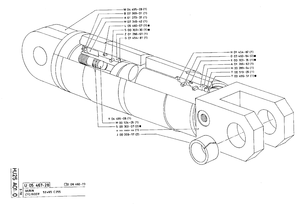 Схема запчастей Case 75C - (HJ025 A01.0) - CYLINDER - 52 X 65 C255 (07) - HYDRAULIC SYSTEM