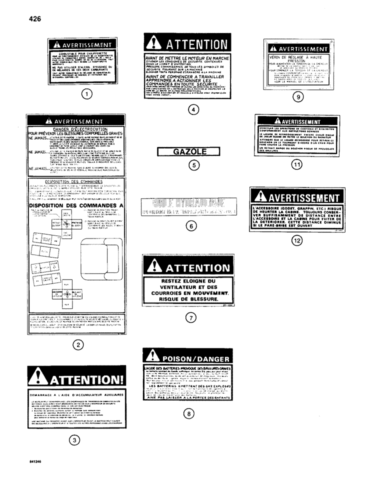 Схема запчастей Case 880C - (426) - DECALS, SPECIAL FRENCH LANGUAGE DECALS (05) - UPPERSTRUCTURE CHASSIS