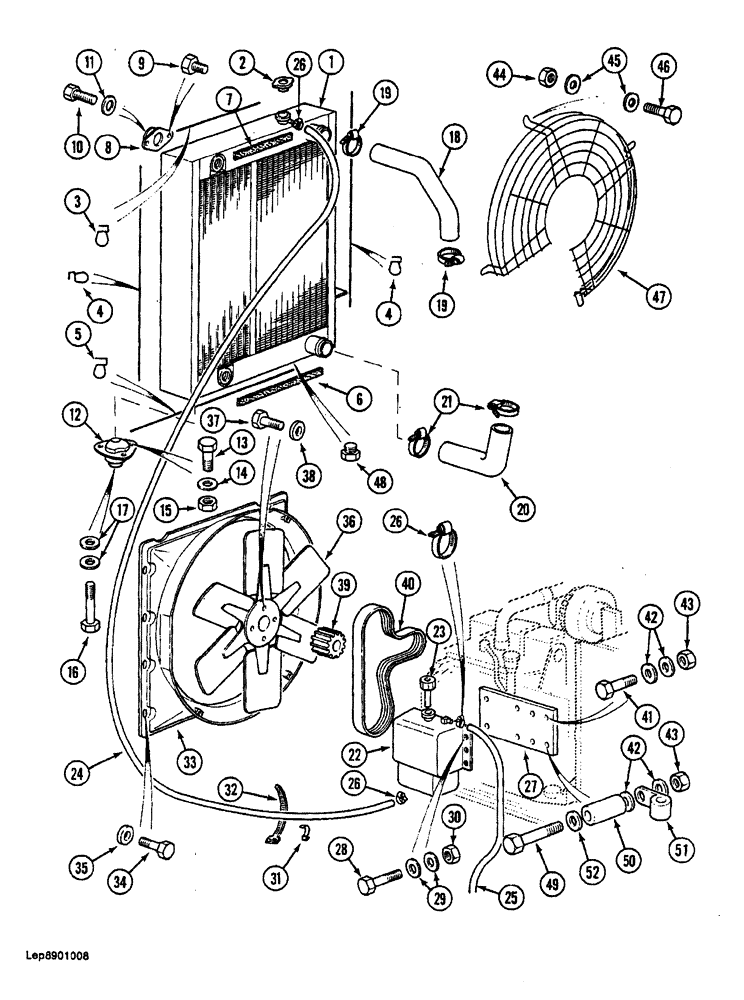 Схема запчастей Case 688 - (2-06) - RADIATOR, OIL COOLER, HOSES AND COOLANT RECOVERY, P.I.N. FROM 74128 TO 74485, 11501 AND AFTER (02) - ENGINE