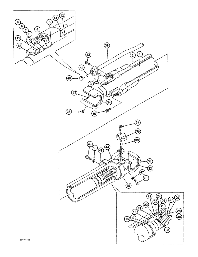 Схема запчастей Case 9020B - (8-140) - ARM CYLINDER, MODELS WITHOUT LOAD HOLD OPTION (08) - HYDRAULICS