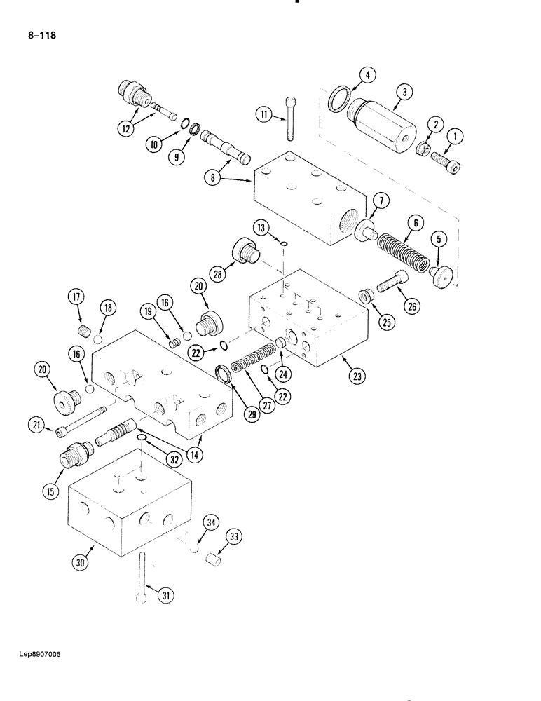 Схема запчастей Case 888 - (8-118) - COUNTER ROTATION VALVE, P.I.N. FROM 15263 AND AFTER (08) - HYDRAULICS