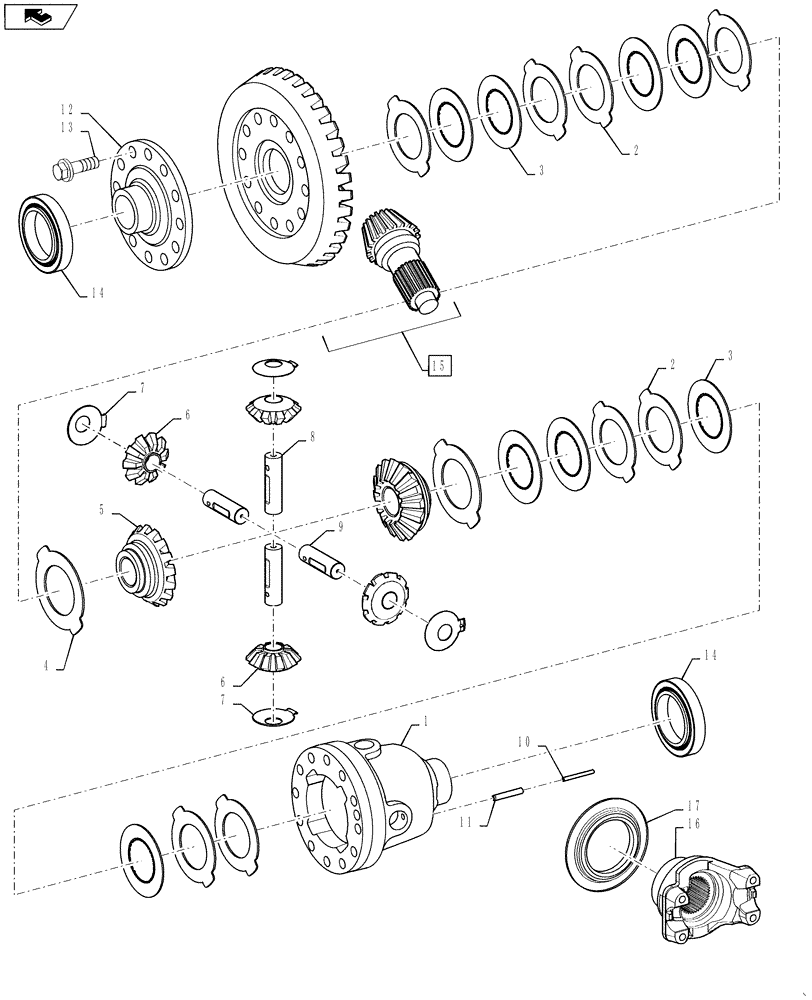 Схема запчастей Case 621F - (27.100.03) - REAR AXLE LMT SLIP CARRIER (27) - REAR AXLE SYSTEM