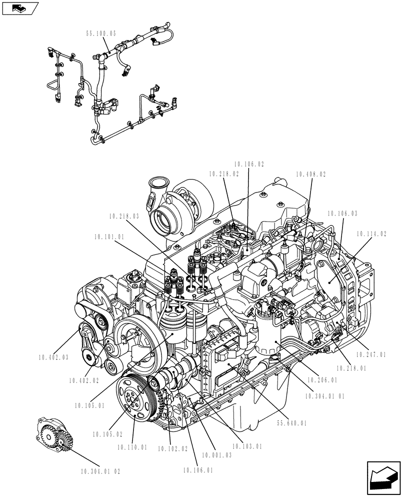 Схема запчастей Case F4HFE613F E002 - (10.000.01[01]) - ENGINE (5801398290) (10) - ENGINE
