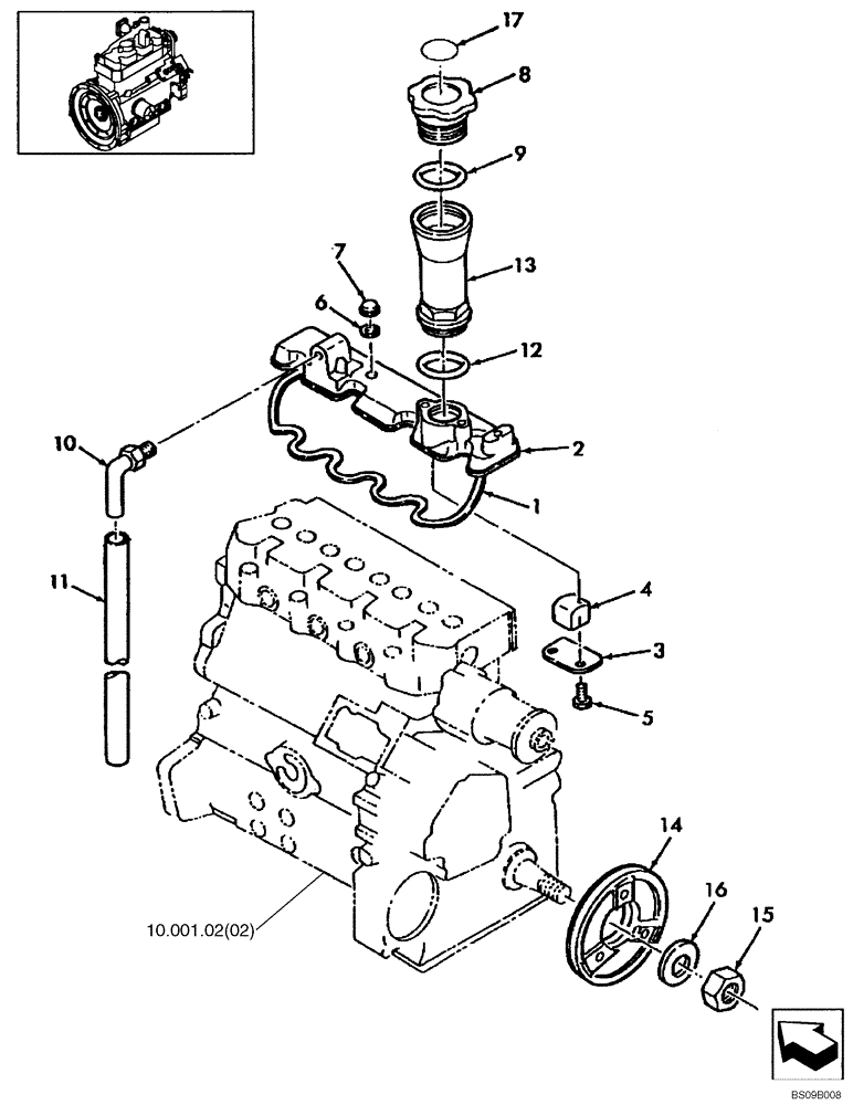 Схема запчастей Case SR150 - (10.101.02[02]) - VALVE COVER & CRANKSHAFT PULLEY (10) - ENGINE