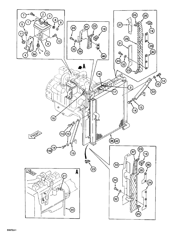 Схема запчастей Case 9030B - (2-04) - RADIATOR SUPPORTS AND COOLANT OVERFLOW RESERVOIR (02) - ENGINE