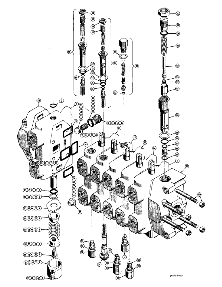 Схема запчастей Case 420B - (172) - D25678 AND D27563 HYDRAULIC CONTROL VALVES (07) - HYDRAULIC SYSTEM