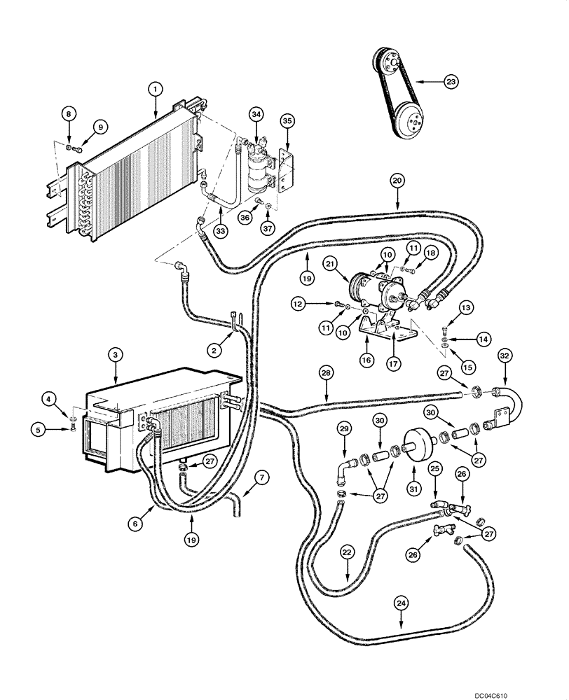 Схема запчастей Case 845 - (09.45[00]) - AIR CONDITIONING - CIRCUIT AND ASSEMBLY (09) - CHASSIS