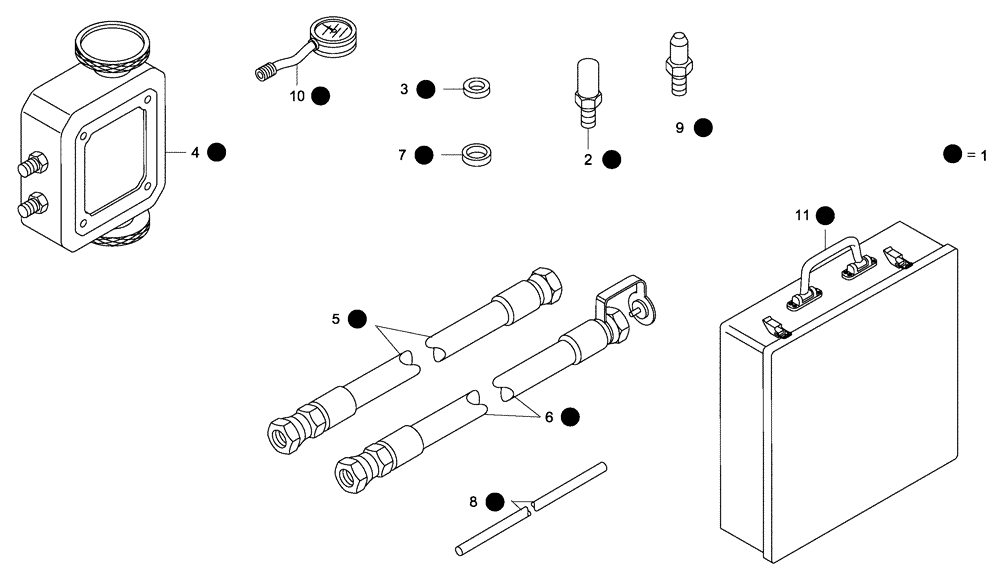 Схема запчастей Case 340 - (98A00000800[001]) - ACCESSORIES - SUSPENSION INFLATING EQUIPMENT (89500409614) (19) - OPTIONS