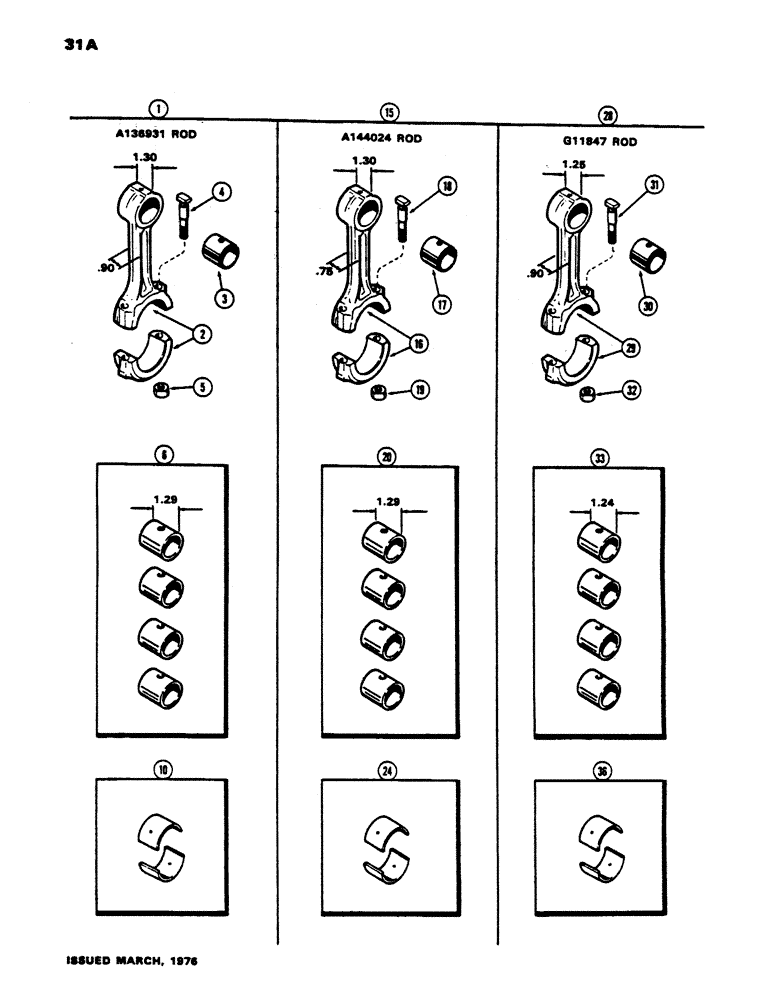 Схема запчастей Case 450 - (031A) - CONNECTING RODS, (188) DIESEL ENGINE, 1ST USED ENG. SER. NO. 2767997 (01) - ENGINE