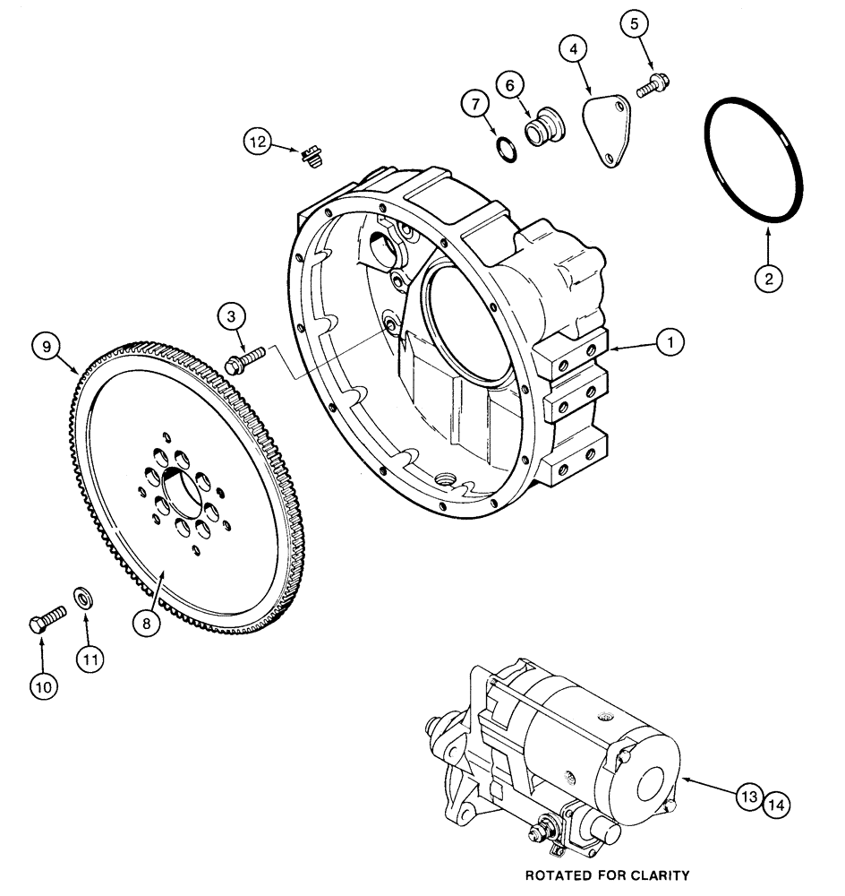 Схема запчастей Case 9020 - (2-40) - FLYWHEEL AND HOUSING, 4TA-390 ENGINE (02) - ENGINE