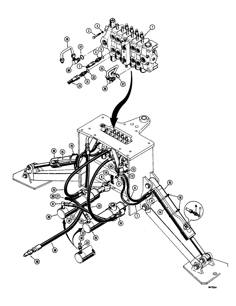 Схема запчастей Case 34 - (24) - SWING, STABILIZER, INLET AND OUTLET HYDRAULICS 