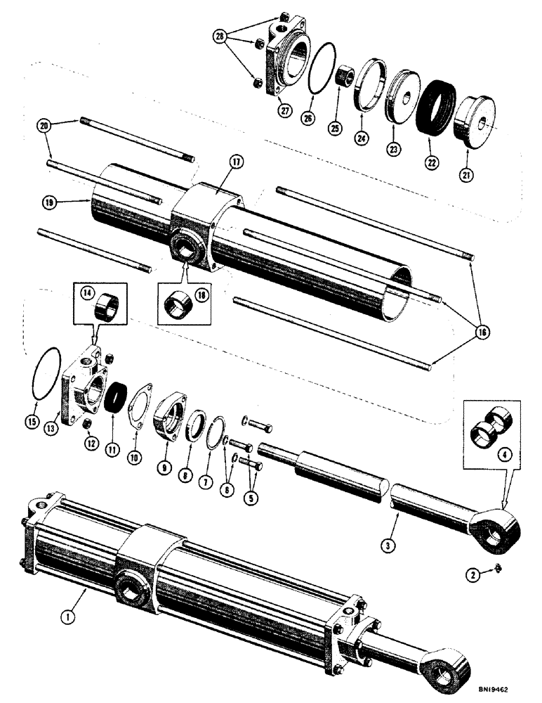 Схема запчастей Case 800 - (224) - R12267 REAR HINGE LOADER LIFT HYDRAULIC CYLINDER (07) - HYDRAULIC SYSTEM