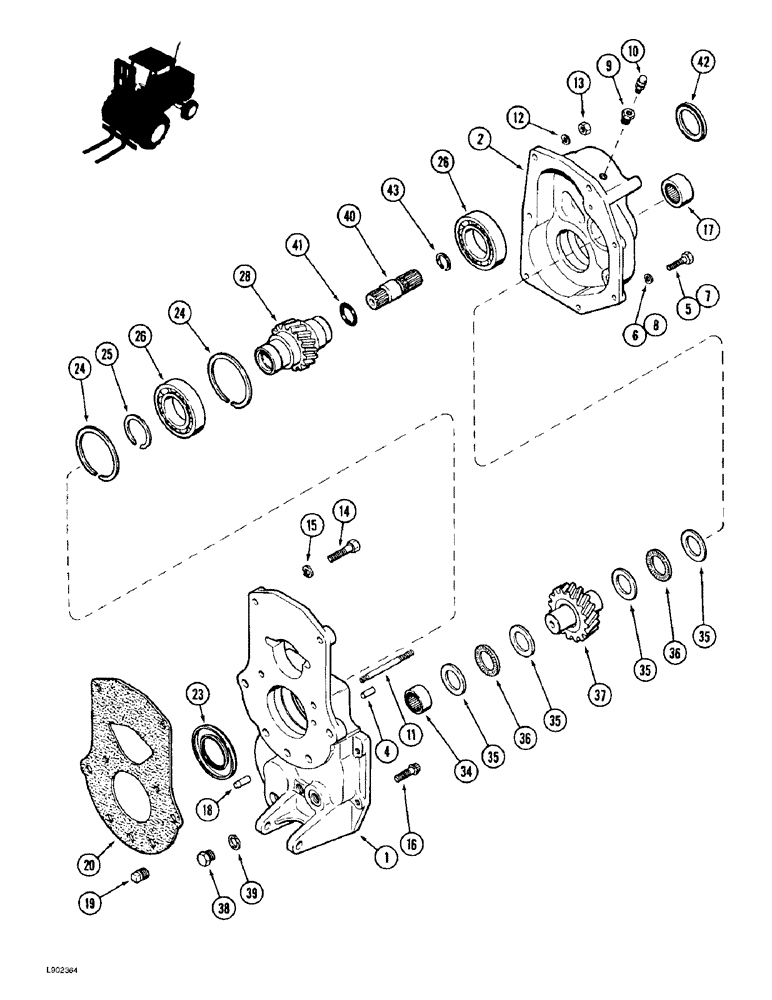 Схема запчастей Case 584E - (6-74) - TRANSAXLE TRANSFER GEAR BOX, 4 WHEEL DRIVE (06) - POWER TRAIN