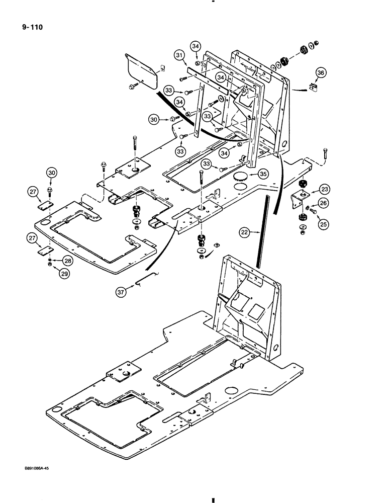 Схема запчастей Case 580K - (9-110) - OPERATORS COMPARTMENT FRAME AND MOUNTING (09) - CHASSIS/ATTACHMENTS