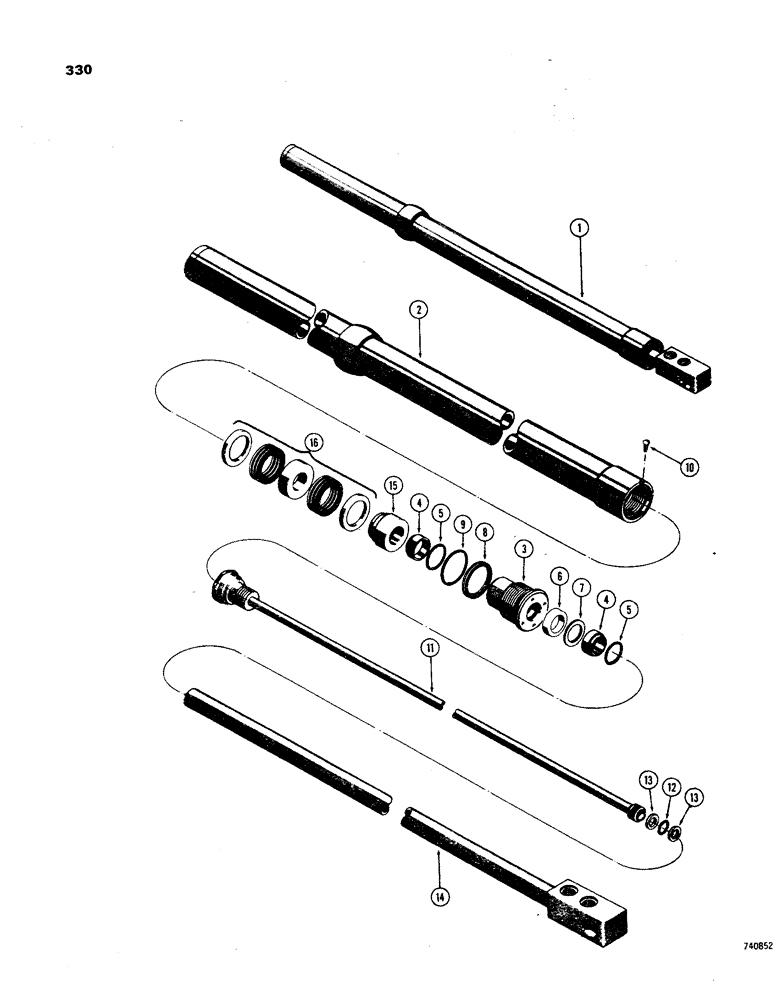 Схема запчастей Case 850 - (330) - G32986 ANGLE CYLINDER - ANGLE DOZER, HAS SPLIT OUTER ROD WIPER (07) - HYDRAULIC SYSTEM