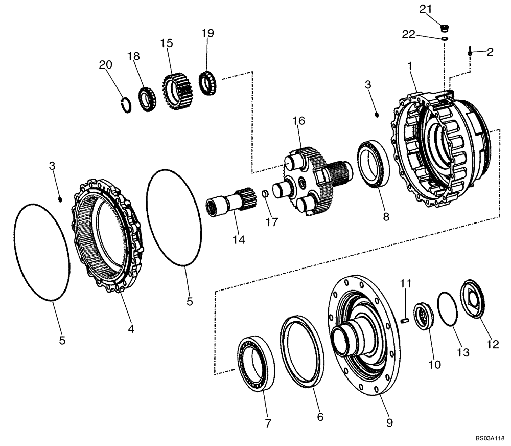 Схема запчастей Case 721E - (06-40) - AXLE, FRONT - HUB, PLANETARY - PRIOR TO P.I.N. N8F203816 (06) - POWER TRAIN