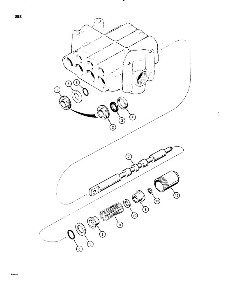 Схема запчастей Case 580SE - (398) - PARKER LOADER CONTROL VALVE, LOADER CLAM SPOOL (08) - HYDRAULICS