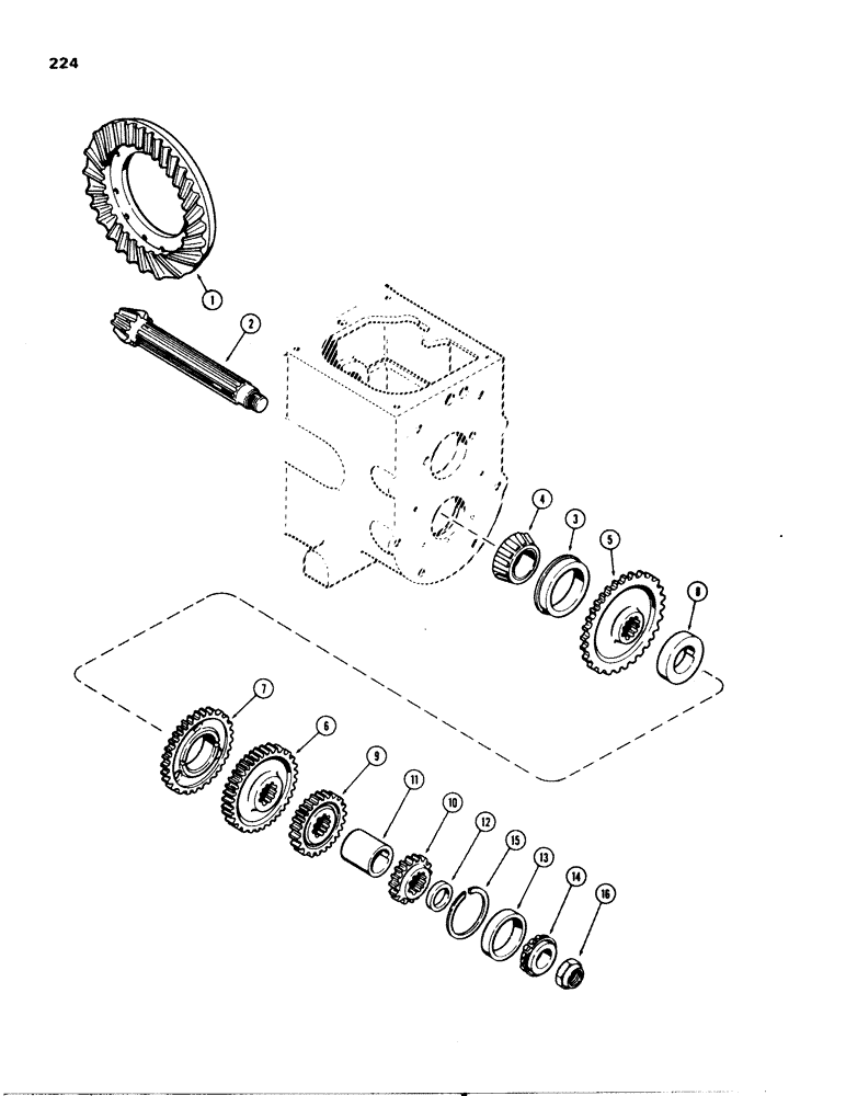 Схема запчастей Case 580C - (224) - COUNTERSHAFT, TRANSAXLE (06) - POWER TRAIN