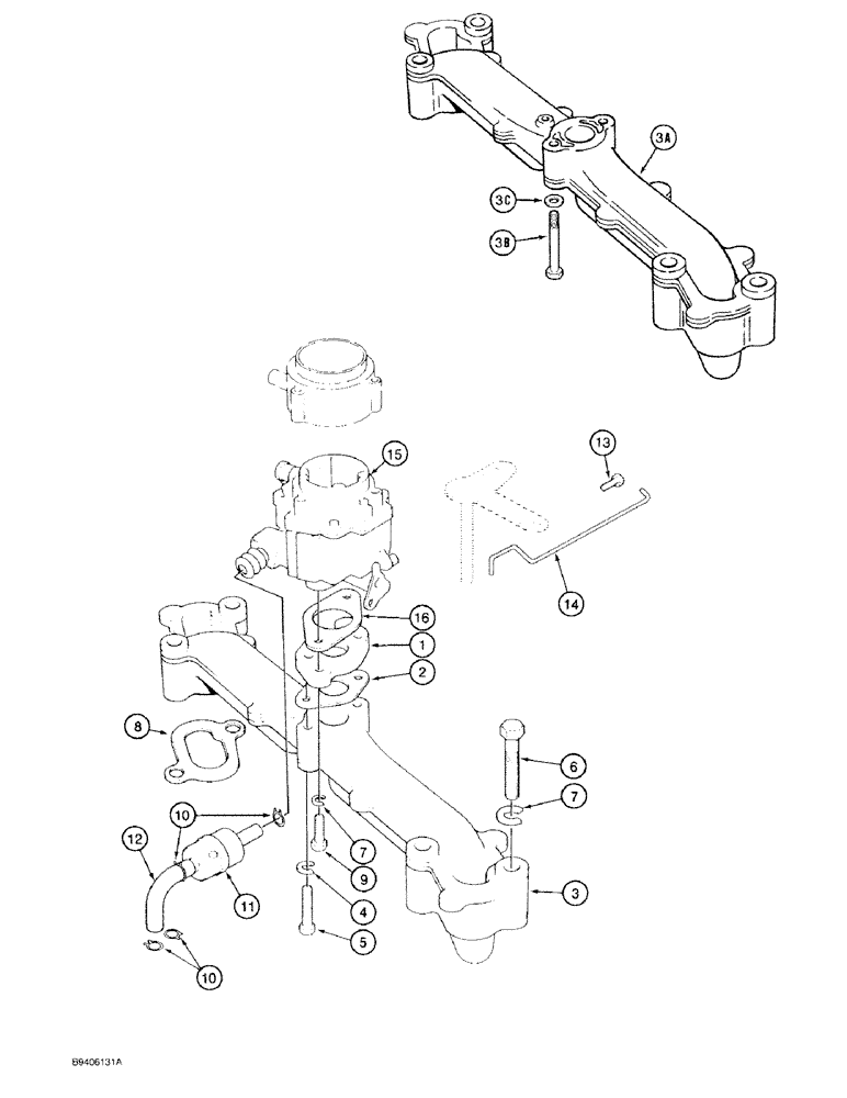 Схема запчастей Case 1818 - (2-54) - AIR INTAKE SYSTEM, GASOLINE MODELS (02) - ENGINE