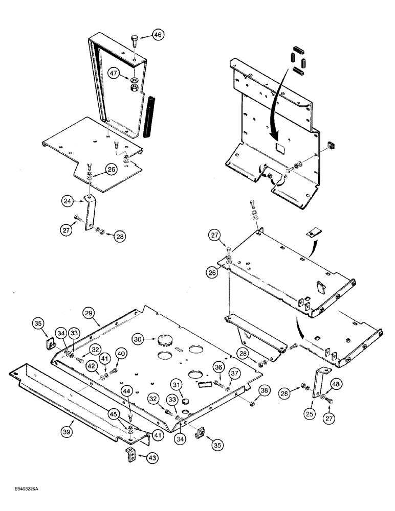 Схема запчастей Case 480F - (9-102) - FLOOR PLATES AND FIREWALL, 480F MODELS ONLY (CONTD) (09) - CHASSIS/ATTACHMENTS