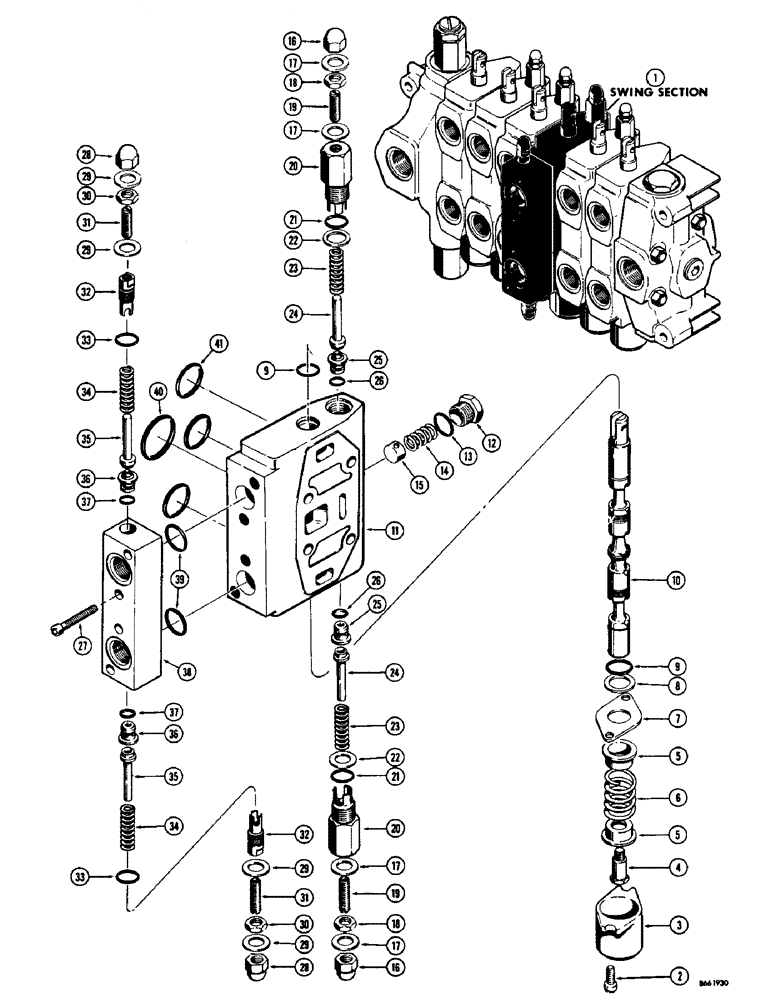 Схема запчастей Case 34 - (52) - D40756 BACKHOE SWING SECTION 