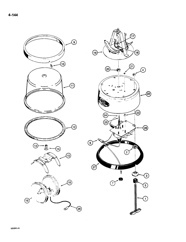 Схема запчастей Case 580K - (04-144) - ROTATING BEACON, USED ON CANOPY MODELS (04) - ELECTRICAL SYSTEMS