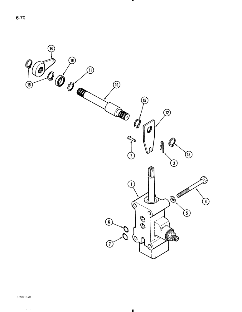 Схема запчастей Case 580K - (6-070) - PTO CONTROL VALVE LINKAGE (06) - POWER TRAIN