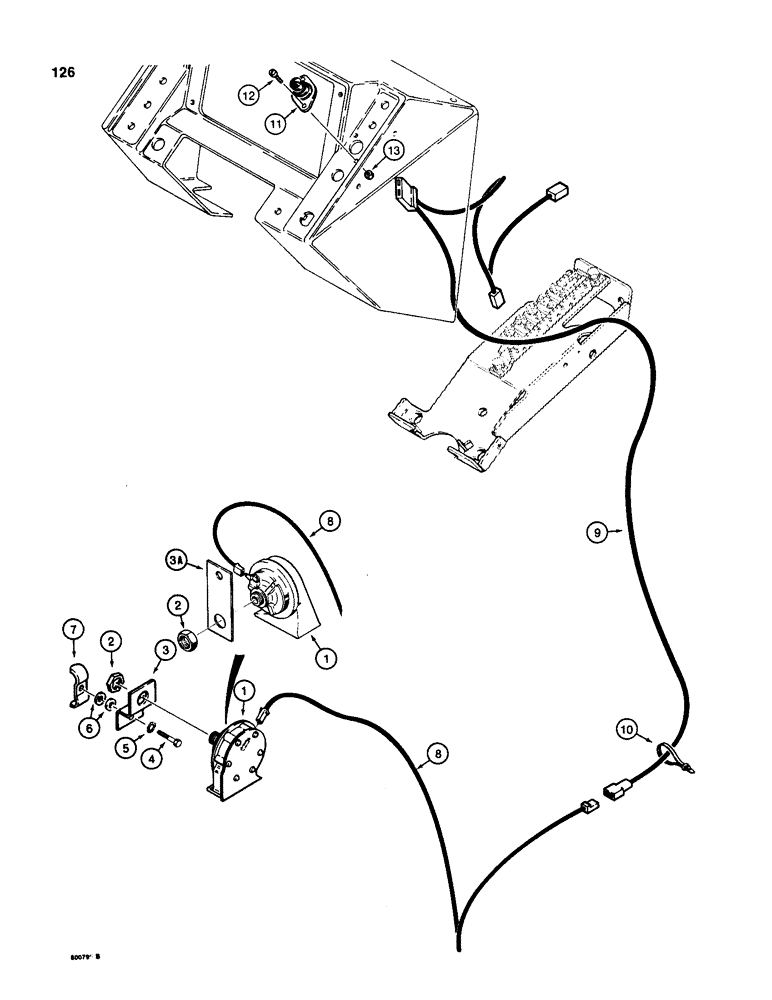 Схема запчастей Case 580D - (126) - HORN (04) - ELECTRICAL SYSTEMS