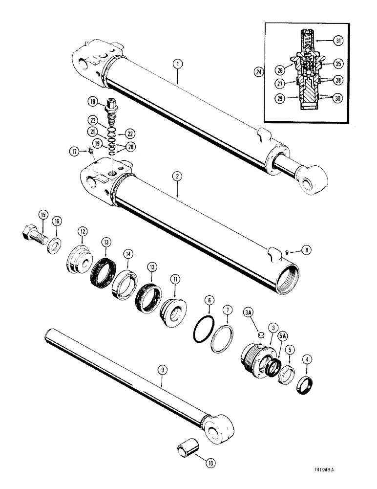 Схема запчастей Case 780 - (418) - G32444 AND G32445 BACKHOE STABILIZER CYLINDERS, GLAND HAS NO I.D. MARKS (08) - HYDRAULICS