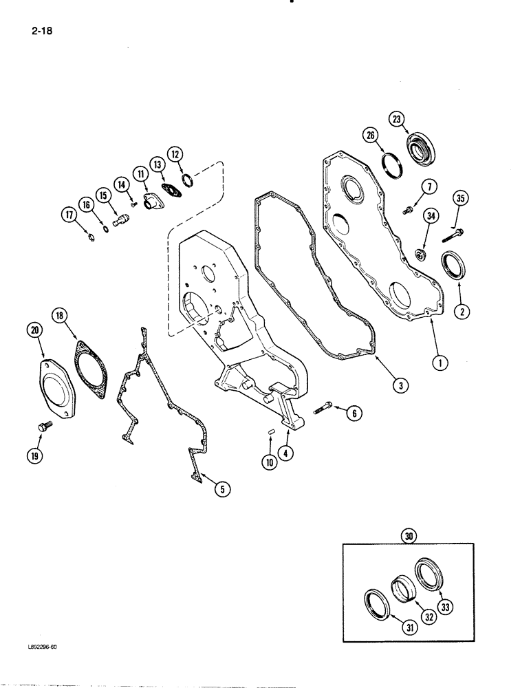 Схема запчастей Case 480E - (2-18) - FRONT GEAR COVER, 4-390 ENGINE (02) - ENGINE