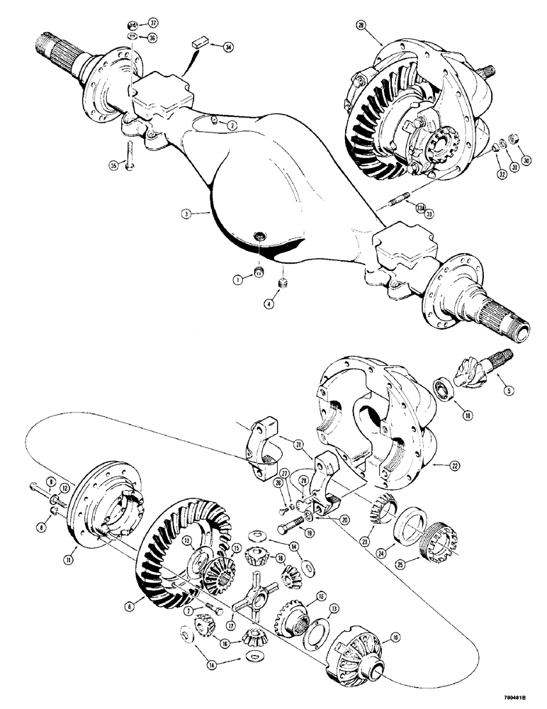 Схема запчастей Case 780 - (228) - D86494 REAR AXLE, TRACTOR SN. 5500354 & AFT, EXCEPT SN5500426 THRU 5500439 (06) - POWER TRAIN