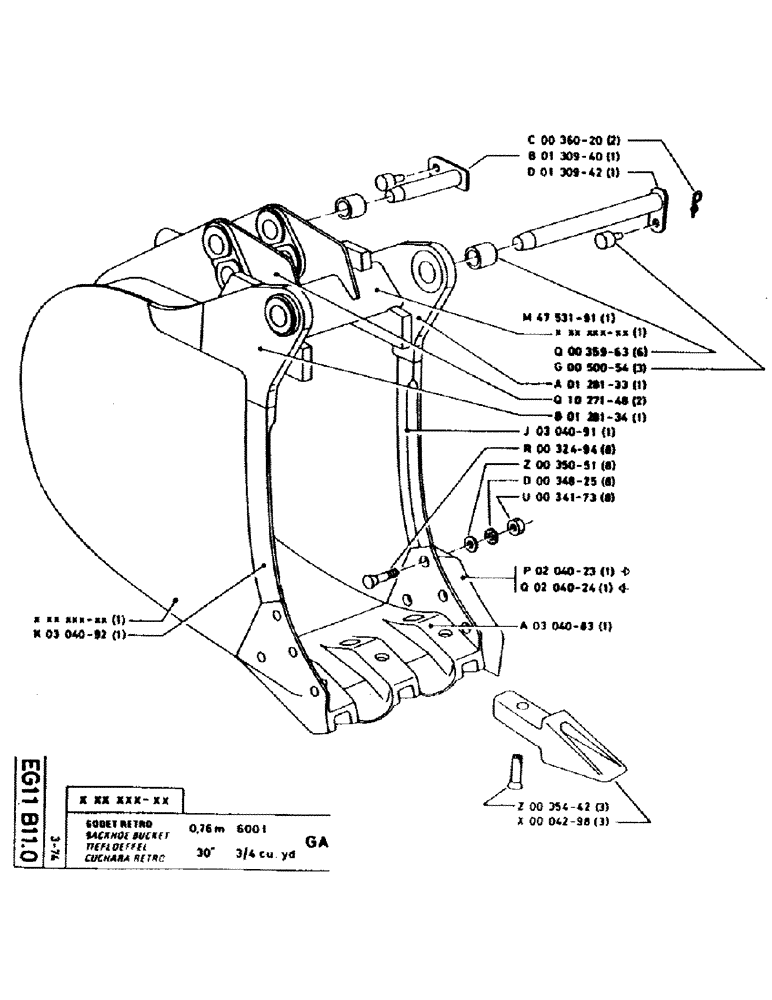 Схема запчастей Case GC120 - (241) - BACKHOE BUCKET 