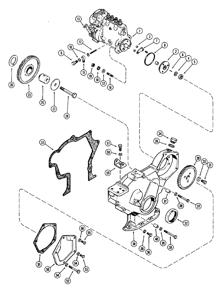 Схема запчастей Case 680CK - (040) - FUEL INJECTION PUMP AND DRIVE, (267B) DIESEL ENGINE (10) - ENGINE