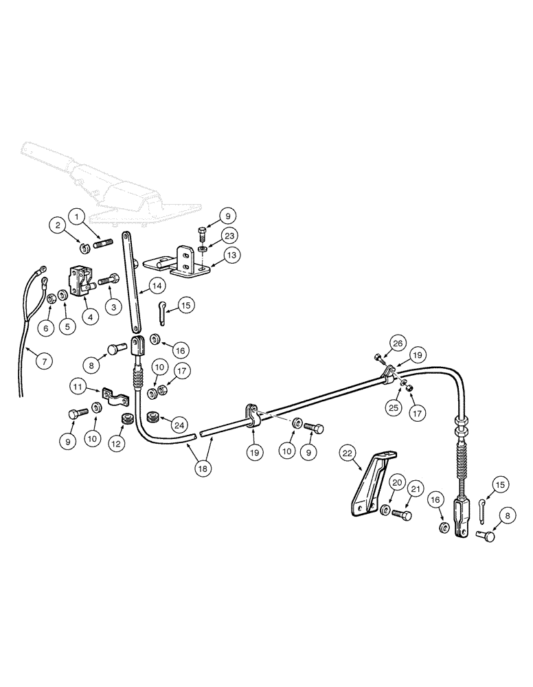 Схема запчастей Case 885 - (07-02[01]) - PARKING BRAKE - LINKAGE (07) - BRAKES