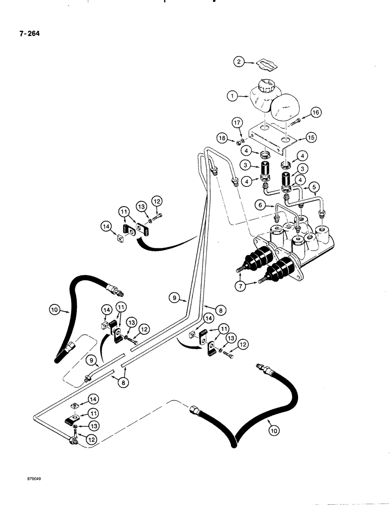 Схема запчастей Case 580K - (07-264) - BRAKE MASTER CYLINDER HYDRAULIC CIRCUIT (07) - BRAKES