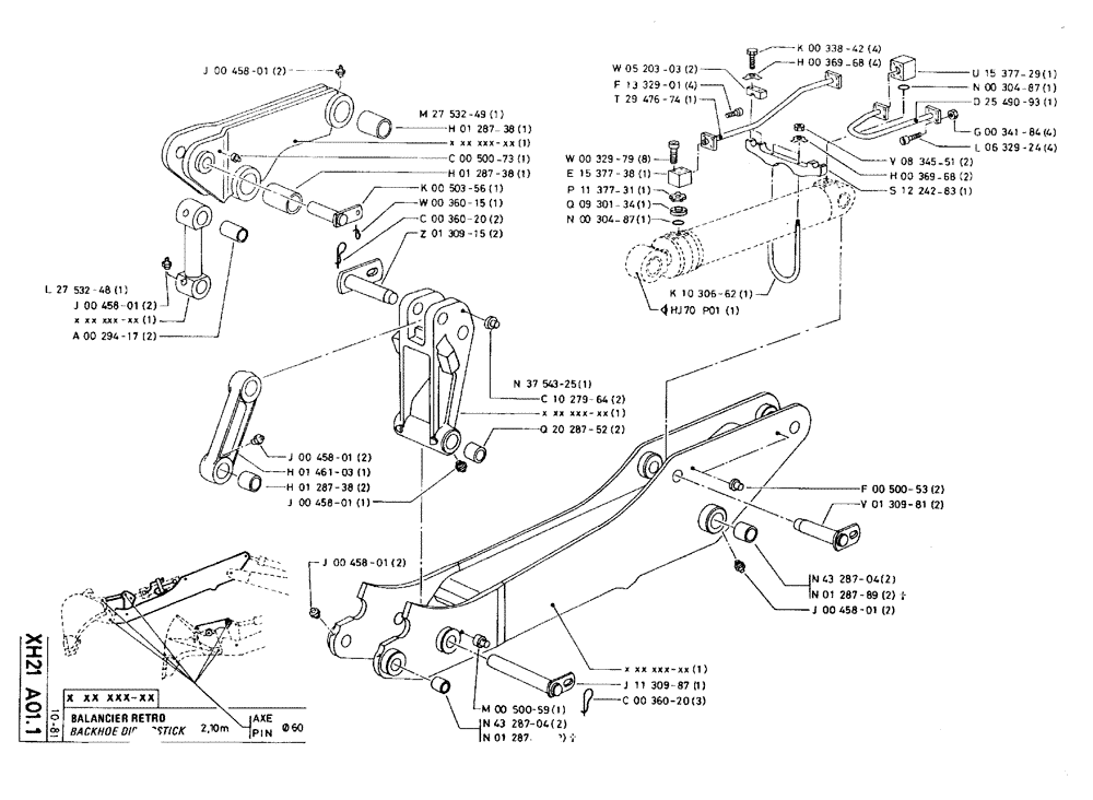 Схема запчастей Case 75C - (XH21 A01.1) - BACKHOE DIPPERSTICK - 2,10 M, PIN Ø 60 (14) - DIPPERSTICKS