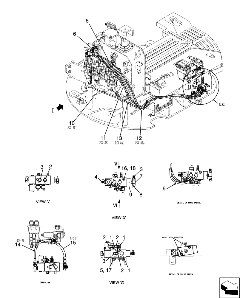 Схема запчастей Case CX31B - (01-058[01]) - CONTROL LINES, VALVE, ANGLE DOZER (35) - HYDRAULIC SYSTEMS