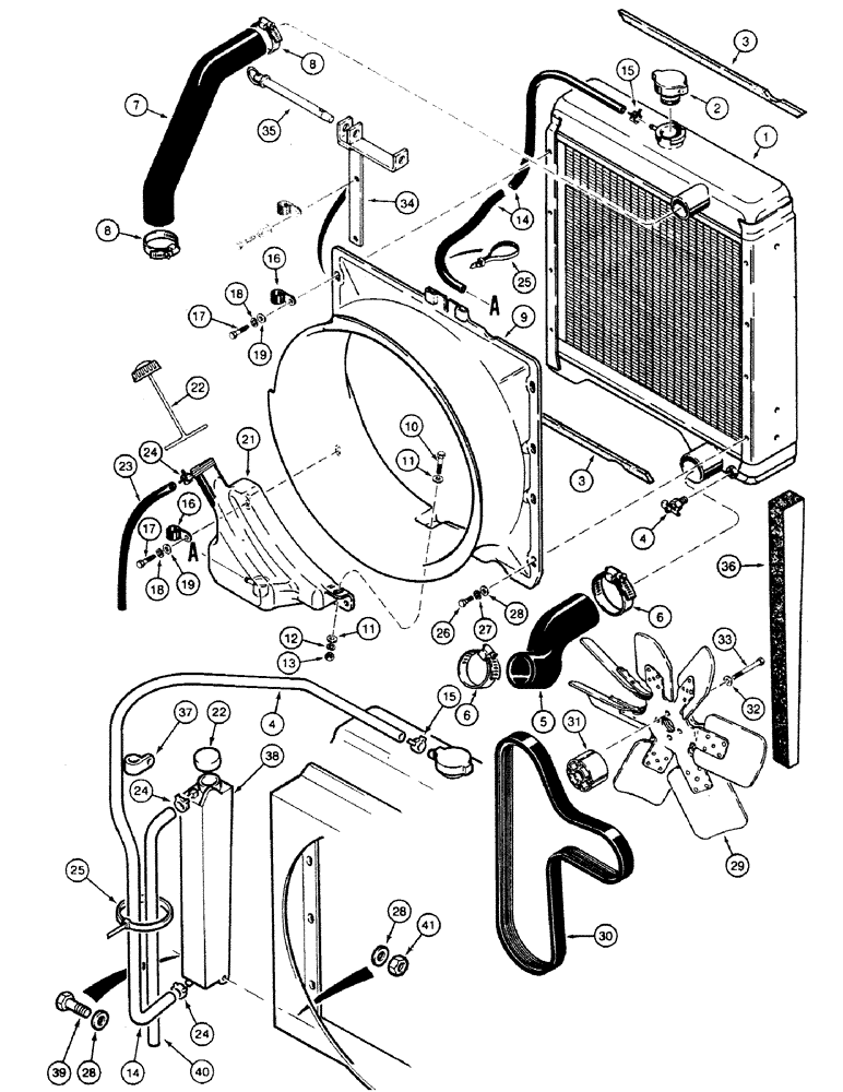 Схема запчастей Case 580SK - (2-02) - RADIATOR, FAN AND MOUNTING PARTS (02) - ENGINE