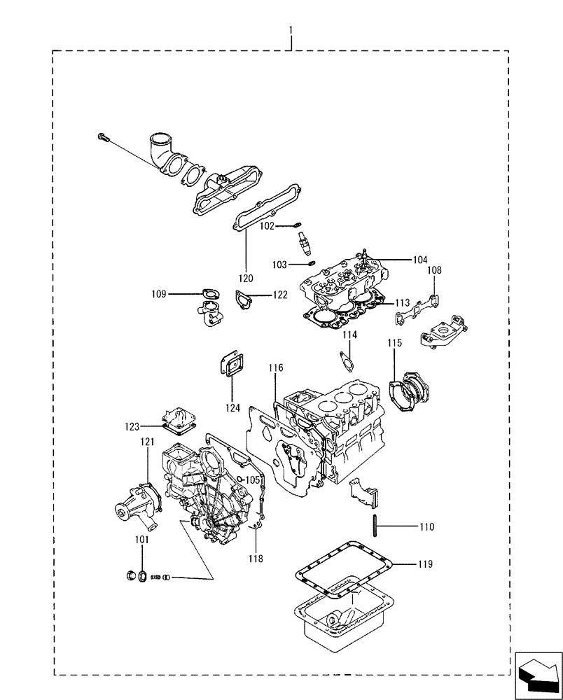 Схема запчастей Case CX17B - (08-031) - REPAIR GASKET KIT (10) - ENGINE