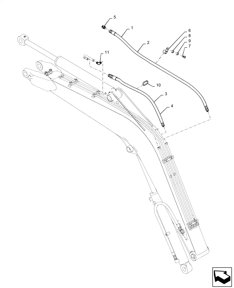 Схема запчастей Case CX36B - (03-009[01]) - HYD LINES, CYLINDER (ARM) (35) - HYDRAULIC SYSTEMS