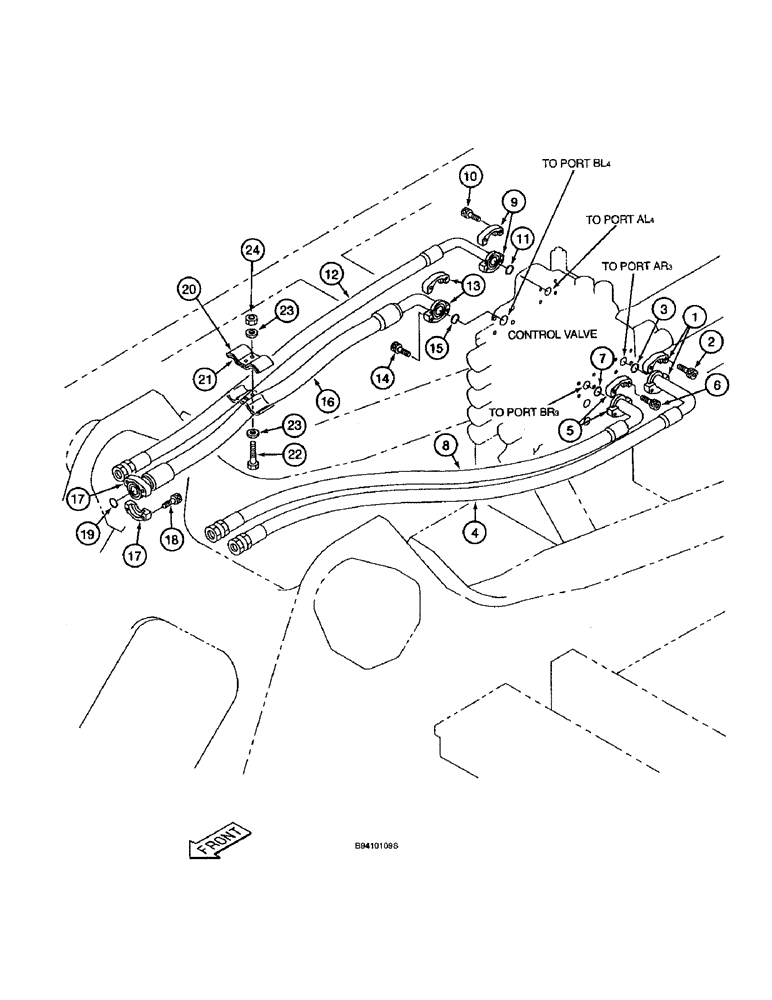 Схема запчастей Case 9045B - (8-052) - ARM AND BUCKET SUPPLY LINES (08) - HYDRAULICS