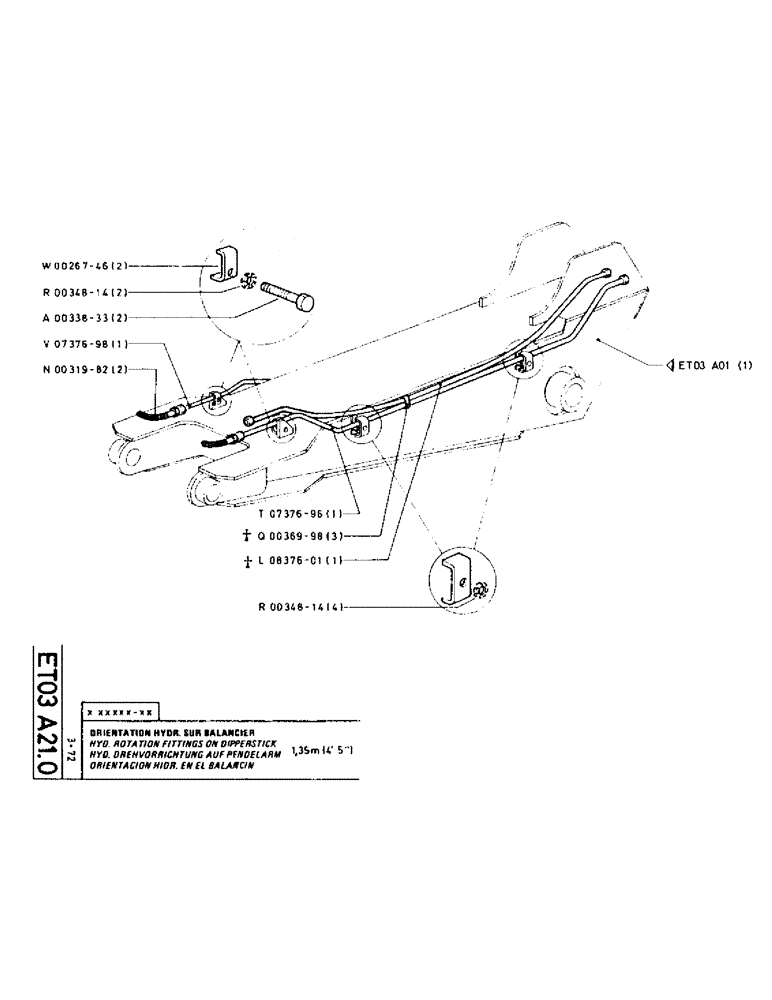 Схема запчастей Case TC45 - (099) - HYD. ROTATION FITTINGS ON DIPPERSTICK 