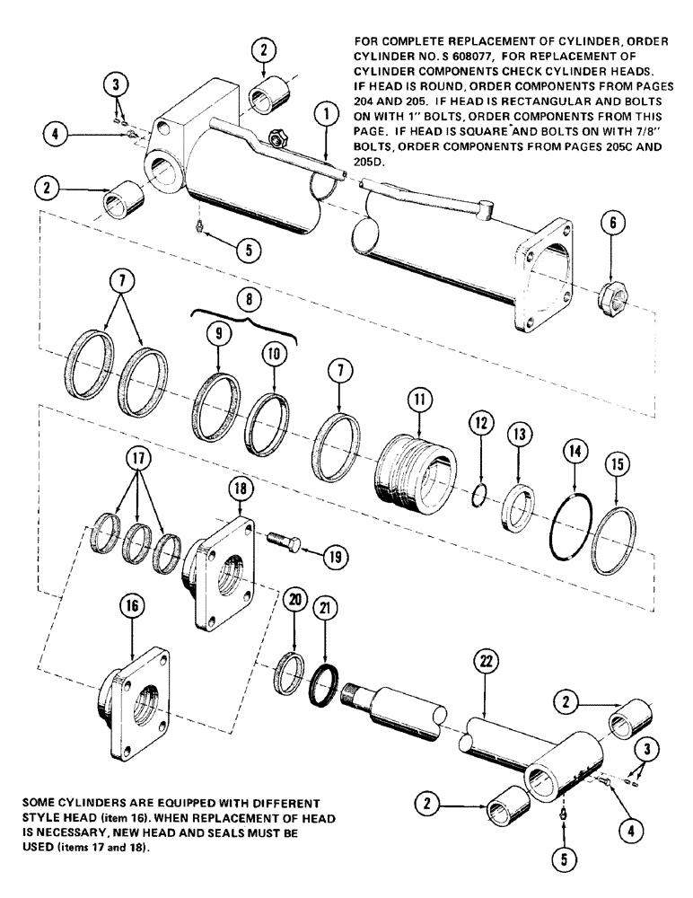 Схема запчастей Case 980 - (205A) - CROWD CYLINDER (07) - HYDRAULIC SYSTEM