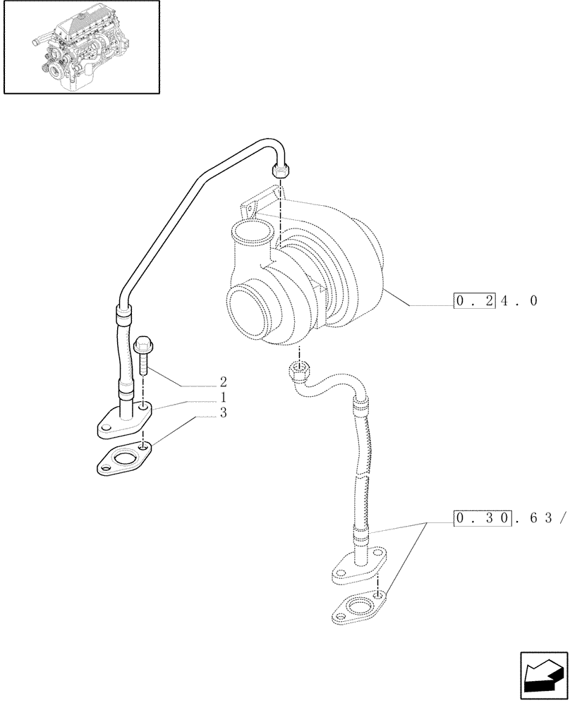 Схема запчастей Case F3AE0684G B001 - (0.30.63[01]) - TURBOBLOWER PIPES (500335639) 