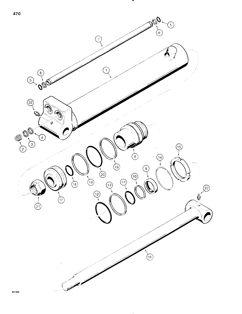 Схема запчастей Case SD100 - (470) - H514109 BOOM, DIPPER, AND BUCKET CYLINDER, USED BEFORE BACKHOE SERIAL NUMBER 1515103 (35) - HYDRAULIC SYSTEMS